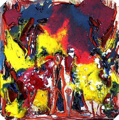 Nella selva oscura — Canto I dell’Inferno — pannello in ceramica, cm 31 × 31