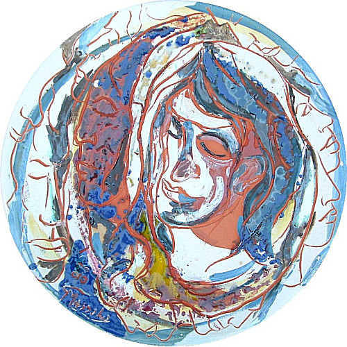 Nella vigna con Dioniso — Piatto in ceramica smaltata e ingobbiata, diametro cm 60