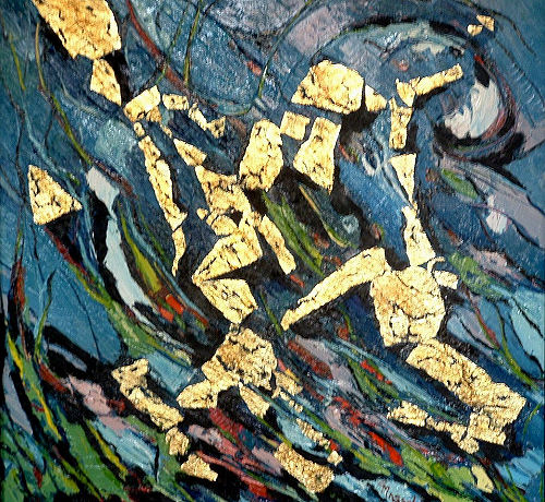 Hedembergite — Olio su tela, foglia d’oro — cm 70 × 70