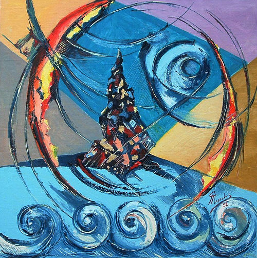 Rio Marina — «Ulisse» — Olio su tela, cm 100 × 100