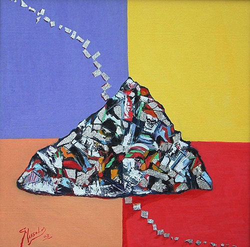Ematite — Olio su tela, foglia argento — cm 70 × 70